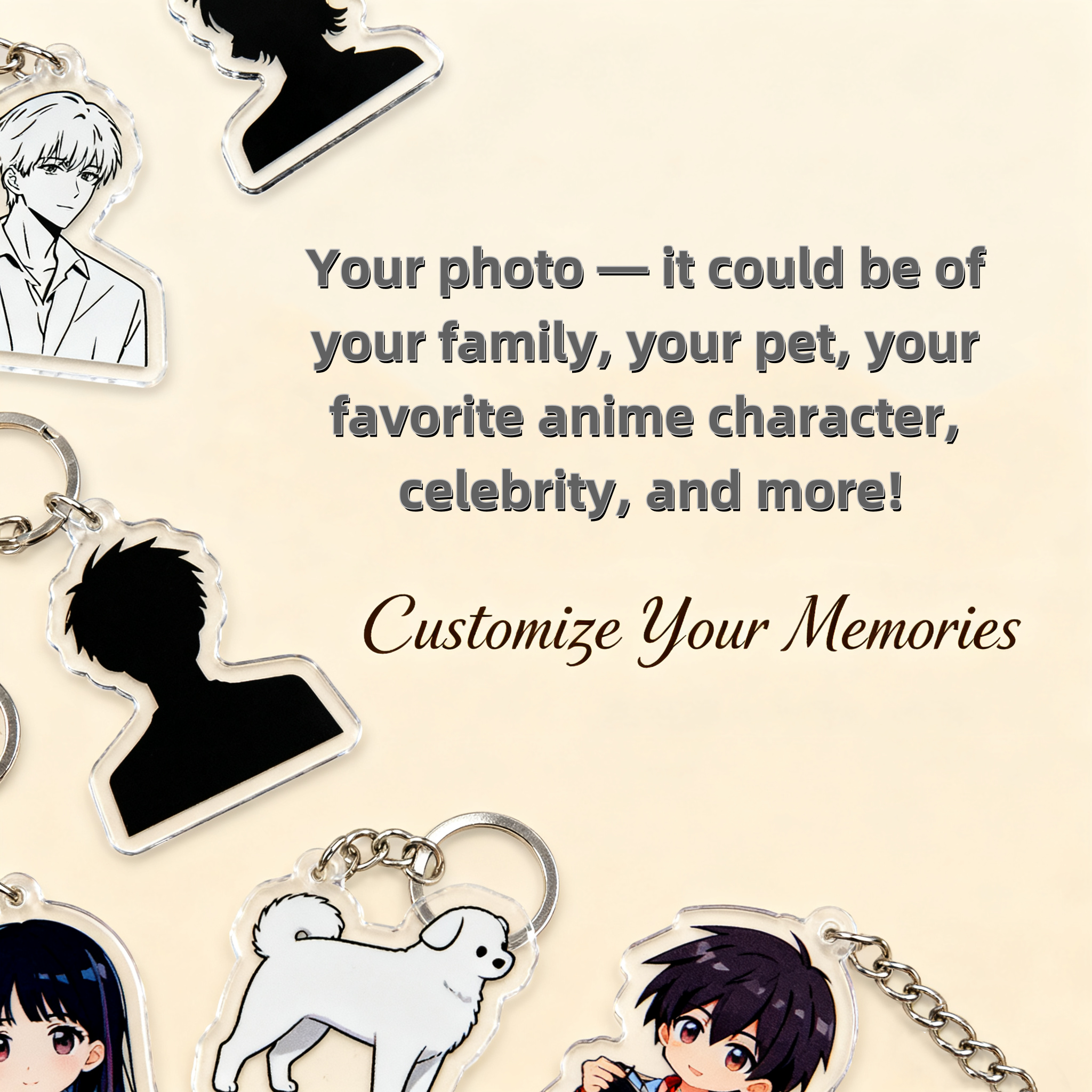 Custom a 6cm keychain (Die-cut Shape)