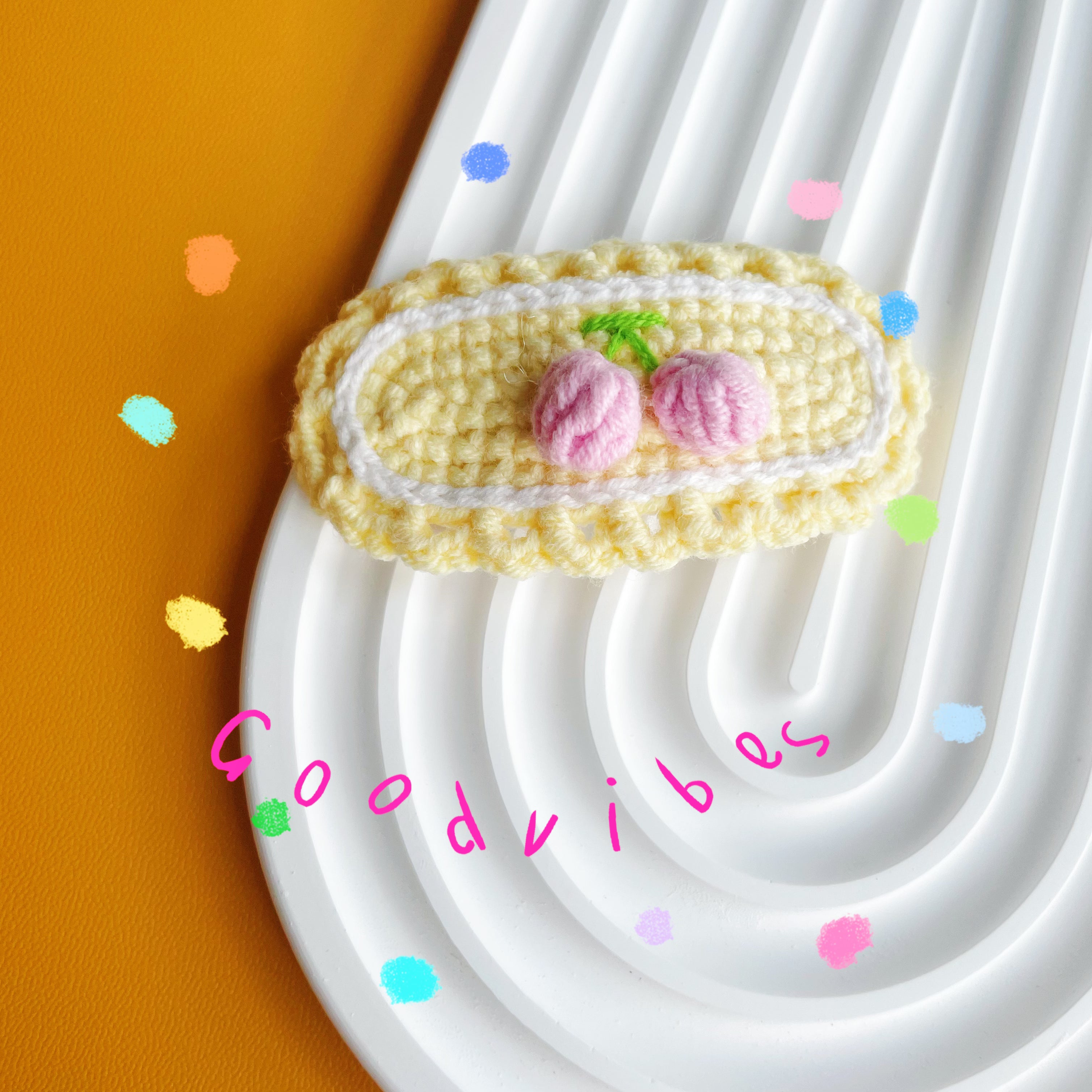 Sunny Cherry Crochet Barrette
